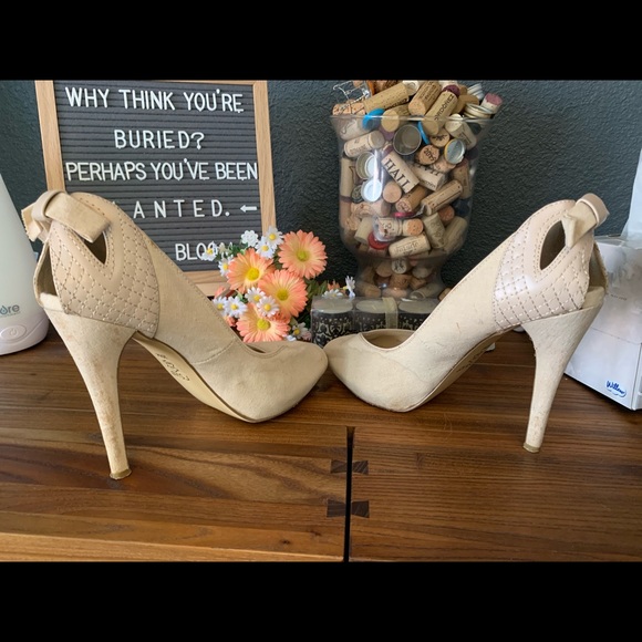RSVP Platform Peeptoe Heels size 10 Nude - Picture 3 of 5